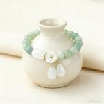 Gradient Green Jade Bead Bracelet for Women, Holiday Gift