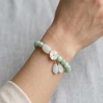 Gradient Green Jade Bead Bracelet for Women, Holiday Gift
