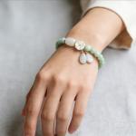 Gradient Green Jade Bead Bracelet for Women, Holiday Gift