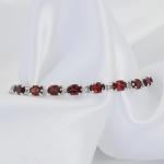 Belinda Jewelz - Garnet Gemstone Tennis Bracelet, 925 Silver
