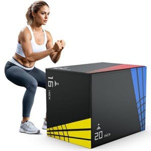 TYRSEN 3 in 1 Plyo Box,Foam Plyometric Jump Box with Non-Slip Surface, Box Jumps for Home Gym, Box-Squat, Step-up, Jumping, Trainer for Workout Exercise,Multiple Size