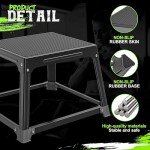 GanFindX Metal Plyometric Jumping Box 12 Inch with 17 * 13 Inch Surface Steel Plyo Box Home Gym Jump Trainer for Fitness Exercise Agility Stamina Conditioning Strength Training