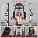 SunHome Smith Machine, 2000LBS Power Cage Squat Rack with Smith Bar, Two LAT Pull-Down Systems, Cable Crossover Machine and and More Cable Attachment for Home Gym