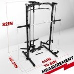 RitFit Smith Machine Power Rack with LAT-Pull Down System, Landmine, Barbell Bar, Plate Storage Pegs and More Training Attachment, 1000 LBS Multifunction Squat Rack for Home Gym, Upgraded 2.0
