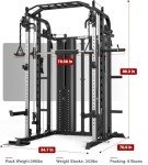 DONOW Smith Machine with Weight Stacks Power Cage Squat Rack Dual Cable Crossover Machine Home Gym Systems Station LAT Pull Down 160kg Cement Weights Ratio 2:1