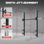 Goimu S1-V4 Smith Machine, 2000LBS Power Cage with Cable Crossover System, All-in-One Squat Rack with Smith Bar, Workout Cage Strength Training Equipment with Attachments (S1-V4 Smith Machine RD)