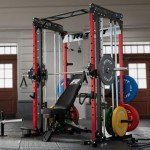 RitFit M1 Pro Smith Machine with Cable Crossover System, Multi-Function Squat Rack Power Cage for Home Gym, Power Rack and Packages Red