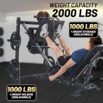 Leg Press Machine with Calf Block, Adjustable Leg Press Machines for Home Gym, Squat Machine with Barbell Plate Storages, Heavy Duty Workout Equipment for Full Lower Body Workout, Black