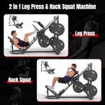Dripex Leg Press Machine, Leg Press Machines for Home Gym with Roller Bearing,Professional Adjustable Leg Press Hack Squat Machine Combo with 4 Weight Plate Storage Holders for Full Lower Body Workout