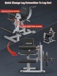 Leg Extension and Curl Machine, Lower Body Leg Press Machine,3-in-1 Home Gym Wrokout,Target Quadriceps and Hamstring Muscles
