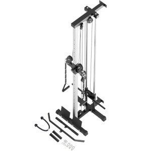 VANSWE Wall Mount Cable Station, 18 Positions Adjustable Dual Pulleys Cable Crossover Machine with Removable Footplate