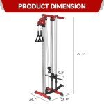 SPART Wall Mount Cable Station, LAT Pull Down and LAT Row LAT Tower Cable Corssover Machine with 17 Heights Adjustable Dual Pulley System High and Low Cable Machine, Home Gym Cable Crossover, Red