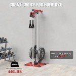 SPART Wall Mount Cable Station, LAT Pull Down and LAT Row LAT Tower Cable Corssover Machine with 17 Heights Adjustable Dual Pulley System High and Low Cable Machine, Home Gym Cable Crossover, Red