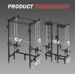 Folding Squat Rack for Home Gym, Wall Mounted Power Rack with Cable Crossover Machine & LAT Pull Down, Foldable Squat Cage with 7 Adjustable Function Modes with J-Hooks/Pull-up Bar/360°Landmine