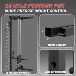 Folding Squat Rack for Home Gym, Wall Mounted Power Rack with Cable Crossover Machine & LAT Pull Down, Foldable Squat Cage with 7 Adjustable Function Modes with J-Hooks/Pull-up Bar/360°Landmine