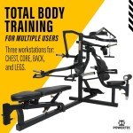 Powertec Fitness Workout Bench Multiystem® for Chest, Arms, Legs, 120.1 x 73.3 x 80.5 Inches, Black - Adjustable, Multi-User Weight Machines with Isolateral Arms - Premium at Home Gym Equipment