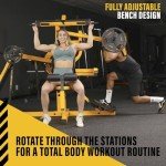 Powertec Fitness Workout Bench Multiystem® for Chest, Arms, Legs, 120.1 x 73.3 x 80.5 Inches, Black - Adjustable, Multi-User Weight Machines with Isolateral Arms - Premium at Home Gym Equipment