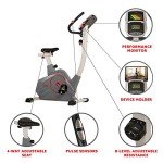 Sunny Health & Fitness Stationary Upright Exercise Bike with Performance Monitor, Device Holder, 275 LB Max User Weight with Body Fat and BMI Calculator - SF-B2952