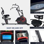Sunny Health & Fitness Electromagnetic Recumbent Cross Trainer Exercise Elliptical Bike w/Arm Exercisers, Easy Access Seat & Exclusive SunnyFit® App Enhanced Bluetooth Connectivity - SF-RBE4886SMART
