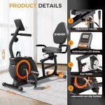 Recumbent Exercise Bike, Recumbent Stationary Bike for Home, Recumbent Bike with 400LB Weight Capacity Whisper-Quiet 16 Levels Magnetic Resistance Heart Rate Handle and Multi-Function LCD Comfortable Seat