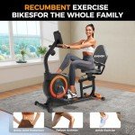 Recumbent Exercise Bike, Recumbent Stationary Bike for Home, Recumbent Bike with 400LB Weight Capacity Whisper-Quiet 16 Levels Magnetic Resistance Heart Rate Handle and Multi-Function LCD Comfortable Seat