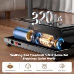 Treadmill with Handle, 3.0HP Treadmills for Home Small Spaces,Electric Portable Foldable treadmills with LED Display, Walking Pad Treadmill with Handle,Compact Walking Treadmills with 320 LBS Capacity