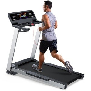 WELLFIT Home Treadmill, 2 Level Incline Heavyduty Treadmill with Pulse Sensor, 4.0 HP, 10 MPH, 450 lbs Capacity, 20'' x 45'' Running Area Treadmill with Bluetooth Player & LED Display