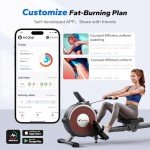 Merach Rowing Machine, Magnetic Rower Machine for Home, 16 Levels of Quiet Resistance, Dual Slide Rail with Max 350lb Weight Capacity, App Compatible with LCD Monitor, Q1S