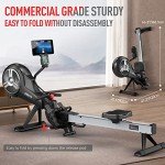 JOROTO Rowing Machine, Air Magnetic Foldable Rowing Machines for Home Use, Rower Machine with 49.5" Rail, Backlit Monitor, Bluetooth, App Supported, Tablet Holder