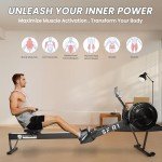 Fitvids Rowing Machine for Home, Professional Indoor Rowing Machine, Wind Resistance Rowing Machine with LCD Display, Adjustable Air Resistance, Comfortable Seat Cushion, Easy Storage