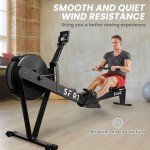 Fitvids Rowing Machine for Home, Professional Indoor Rowing Machine, Wind Resistance Rowing Machine with LCD Display, Adjustable Air Resistance, Comfortable Seat Cushion, Easy Storage
