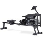 ECHANFIT Water Rowing Machine - Magnetic Rower with Monitor, Device Holder, Adjustable 6 Level Water Resistance and 32 Mechanical Resistance,Easy Storage Rowing Machines for Home use