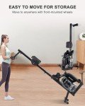 ECHANFIT Water Rowing Machine - Magnetic Rower with Monitor, Device Holder, Adjustable 6 Level Water Resistance and 32 Mechanical Resistance,Easy Storage Rowing Machines for Home use