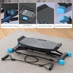 MERACH Slide Steppers for Exercise at Home, Mini Stair Stepper with Resistance Bands, Stairmaster Machine for Full Body Workout, 300 LBS Loading Capacity Exercise Equipment﻿(Black)