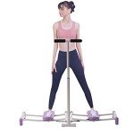Base Muscle and Inner Thigh Trainer Leg Exercise Equipment Kegel Exercise Equipment with Yoga Straps Ski Exercise Machine Hip Trainer with Adjustable Bar for Women Men (Purple)