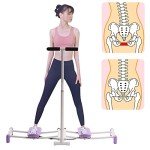 Base Muscle and Inner Thigh Trainer Leg Exercise Equipment Kegel Exercise Equipment with Yoga Straps Ski Exercise Machine Hip Trainer with Adjustable Bar for Women Men (Purple)