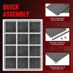 SUPERJARE 0.56'' Thick 12 Pcs 48 Sq Ft Rubber Top Exercise Equipment Mats, High Density EVA Foam Mats with Rubber Top, Interlocking Gym Flooring for Home Gym, Protective Workout Mat, Black/Grey