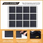 24 Pack, 96 SQFT - 24" x 24" - 1/2" Extra Thick Floor Exercise Mat for Home Gym or Floor Padding - High-Density EVA Interlocking Foam Floor Tiles for Gym Equipment, Play Area | Yoga, Cardio, Weights