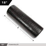 Day 1 Fitness High Density Muscle Foam Rollers - Sports Massage Rollers for Stretching, Physical Therapy, Deep Tissue, Myofascial Release - Ideal for Exercise and Pain Relief - Solid Black, 12"