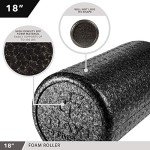 Day 1 Fitness High Density Muscle Foam Rollers - Sports Massage Rollers for Stretching, Physical Therapy, Deep Tissue, Myofascial Release - Ideal for Exercise and Pain Relief - Solid Black, 12"
