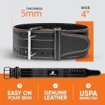 Weightlifting Belt for Men & Women - Heavy Duty Belt for Weightlifting & Functional Fitness - Leather Lifting Belt for Back Support, Deadlift & Powerlifting (Black/White, Medium)