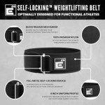 Self-Locking Weight Lifting Belt - Premium Weightlifting Belt for Serious Functional Fitness, Power Lifting, and Olympic Lifting Athletes (Large, Black)