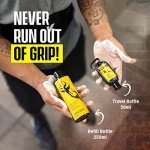 GRIPZILLA Liquid Chalk Combo Kit Powder (250+50 ML) for Weight Lifting, Gym, Rock Climbing, Pole Grip, Gymnastics, Sports, and Workout Chalk- Cheer Chalk -10 Oz