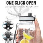 OLDLEY Water Bottle, 32oz Motivational Sports Water Bottle with Time Marker - Times to Drink - Tritan, BPA Free, Wide Mouth Leakproof, Clear (1 Bottle)