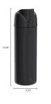 Owala FreeSip Insulated Stainless Steel Water Bottle with Straw for Sports, Travel, and School BPA-Free Sports Water Bottle, 24 oz, Very, Very Dark