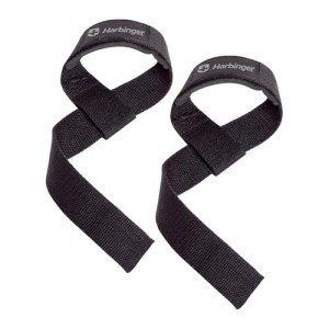 Harbinger Padded Cotton Lift Straps, Black - Soft, Supportive Neotek Wrist Pads - 21.5" Length, 1.5" Width - Reinforced Edges & Heavy-duty Stitching - Cushions Wrists for Lifting Support
