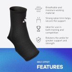 adidas Ankle Support Sleeve - Ankle Sleeve for Training, Competitions, and Support - Ergonomic Design, Durable Elastic Nylon Trim, Breathable Material - For all Fitness Levels - Black, Large