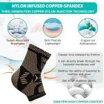 INDEEMAX Ankle Brace for Women & Men, Ankle Compression Sleeve Support Copper Infused Ankle Brace for Sprained Ankle, Plantar Fasciitis Sports, Achilles Tendonitis Pain Relief, Copper Black, M