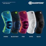 Bauerfeind Sports Knee Support - Knee Brace for Pain Relief and Stabilization - Patellar Knee Pad for Enhanced Support - Targeted Compression - Lightweight & Durable (Black/Blue, L)