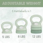 Polyfit Adjustable Kettlebell | 5 lb - 12 lb | Kettlebell Weights Set for Home Gym (GREEN)